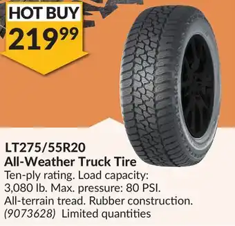Princess Auto Lt275/55r20 all-weather truck tire offer