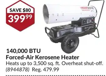 Princess Auto 140, 000 btu forced-air kerosene heater offer