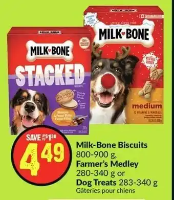 FreshCo Milk-Bone Biscuits 800-900g, Farmer's Medley 280-340g or Dog Treats 283-340g offer