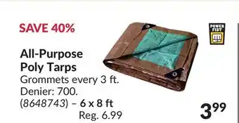 Princess Auto All-purpose poly tarps grommets offer