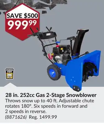 Princess Auto 28 in. 252c c gas 2-stage snowblower throws offer