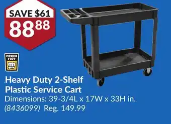 Princess Auto Heavy duty 2-shelf plastic service cart offer