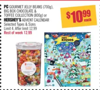 Shoppers Drug Mart Pc gourmet jelly beans (700g), big box chocolate & toffee collection (800g) or hershey's advent calendar offer