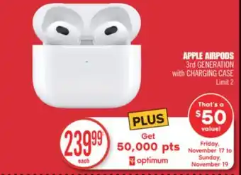 Shoppers Drug Mart Apple airpods 3rd generation with charging case offer