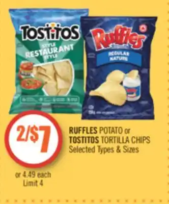 Shoppers Drug Mart Ruffles potato or tostitos tortilla chips offer
