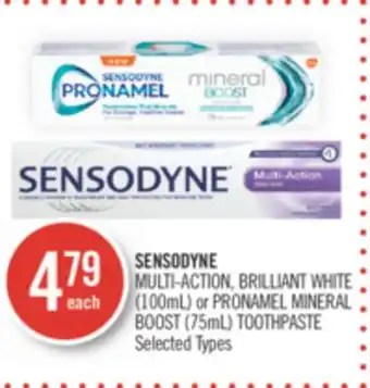 Shoppers Drug Mart Sensodyne multi-action, brilliant white (100ml) or pronamel mineral boost (75ml) toothpaste offer