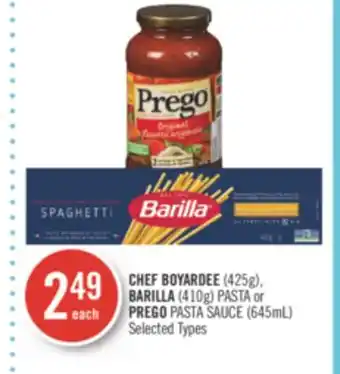 Shoppers Drug Mart Chef boyardee (425g), barilla (410g) pasta or prego pasta sauce (645ml) offer
