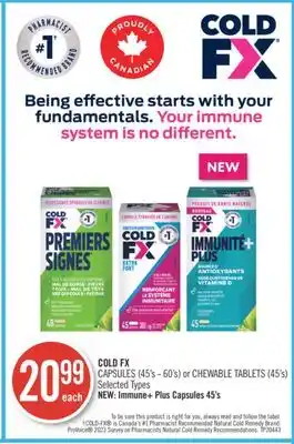 Shoppers Drug Mart Cold fx  capsules (45's - 60's) or chewable tablets (45's) offer