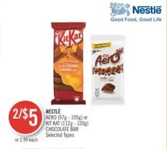 Shoppers Drug Mart Nestlé aero (97g - 105g) or kit kat (112g - 120g) chocolate bar offer