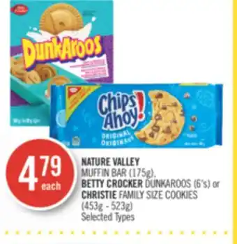 Shoppers Drug Mart Nature valley muffin bar (175g), betty crocker dunkaroos (6's) or christie family size cookies (453g - 523g) offer