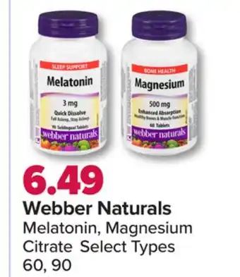 PharmaChoice Webber naturals melatonin, magnesium citrate offer