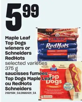Independent City Market Saucisses fumées top dogs maple leaf ou redhots schneiders, 375 g offer