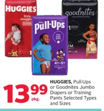 Rexall Huggies, pull. ups or goodnites jumbo diapers or training pants offer