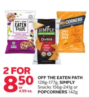 Rexall Off the eaten path 128g-177g, simply snacks 156g-241g or popcorners 142g offer