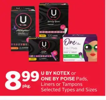 Rexall U by kotex or one by poise pads, liners or tampons offer