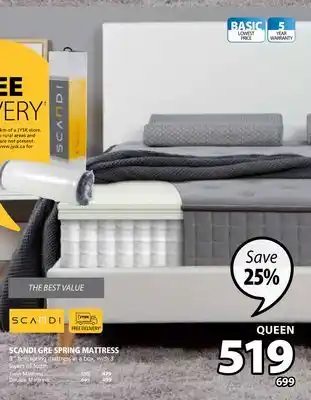 JYSK Scandi gre spring mattress offer