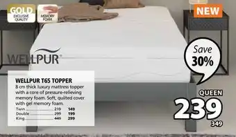 JYSK Wellpur t65 topper memory foam topper medium firm offer