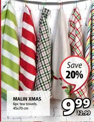 JYSK Malin xmas 6pc tea towels offer