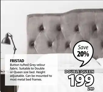 JYSK Fristad button tufted grey velour fabric offer