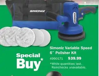 PartSource Simoniz variable speed 6˝ polisher kit offer