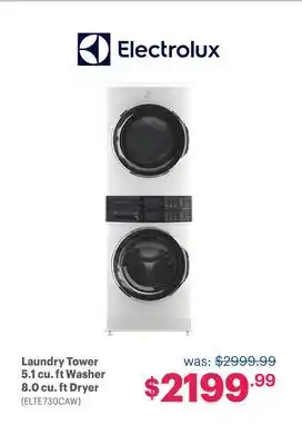 Coast Appliances Electrolux laundry tower 5.1 cu. ft washer & 8.0 cu. ft dryer offer