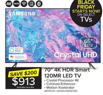 Leon's Samsung 70 cuhd 4k smart tv un70cu7000fxzc offer