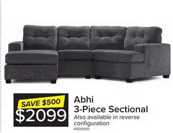 Leon's Abhi 3-piece sectional with right-facing chaise - grey offer