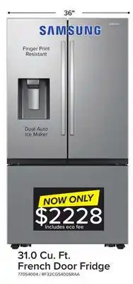 Leon's Samsung stainless steel 36 french door refrigerator (31cu.ft) - rf32cg5400sraa offer