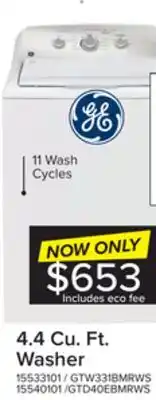 Leon's Ge white top-load washer (4.4 cu. ft.) - gtw331bmrws offer