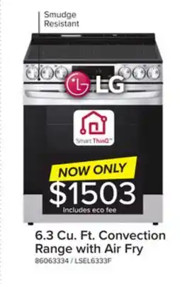 Leon's Lg smudge resistant stainless steel smart wi-fi enabled fan convection electric slide-in range with air fry & easyclean (6.3 offer