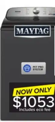 Leon's Maytag volcano black top-load washer with pet pro (5.4 cu. ft.) - mvw6500mbk offer