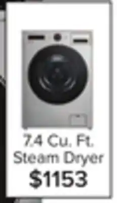 Leon's Lg graphite steel 7.4 cu. ft. ultra large capacity smart front load dryer with built-in intelligence & turbosteam - dlex5500v offer