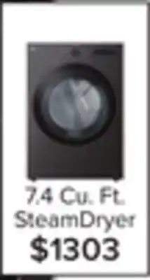 Leon's Lg black steel 7.4 cu. ft. ultra large capacity smart front load dryer with built-in intelligence & turbosteam - dlex6500b offer
