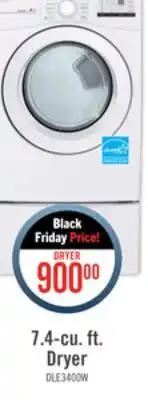 The Brick Lg 7.4 cu. ft. ultra large capacity electric dryer - dle3400w offer