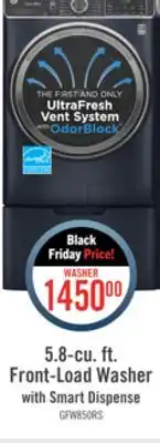 The Brick Ge 5.8 cu.ft. front load washer with smartdispense & ultrafresh vent system with odorblock offer