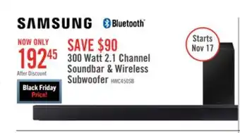 The Brick Samsung 2.1 soundbar with subwoofer and wireless subwoofer offer