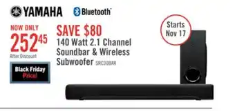 The Brick Yamaha sr-c30a compact soundbar and wireless subwoofer - src30a black offer