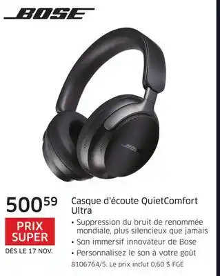 The Source Casque d'écoute quietcomfort ultra bose offer