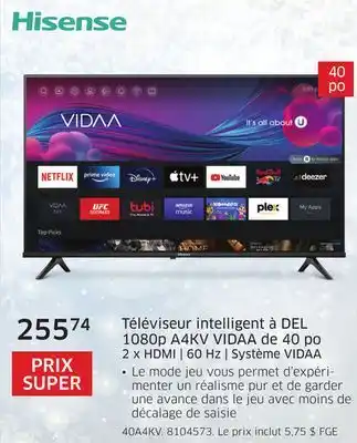 The Source Téléviseur intelligent à del 1080p a4kv vidaa de 40 po hisense offer
