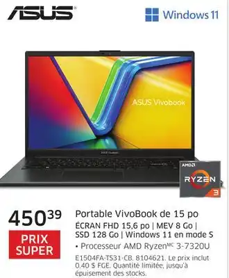The Source Portable vivobook de 15 po asus offer