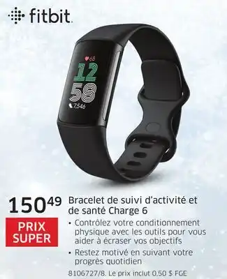 The Source Bracelet de suivi d'activité et de santé charge 6 fitbit offer