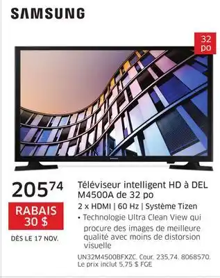 The Source Téléviseur intelligent hd à del m4500a de 32 po samsung offer