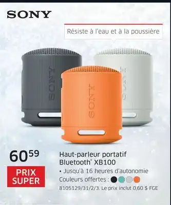 The Source Haut-parleur portatif bluetooth xb100 sony offer