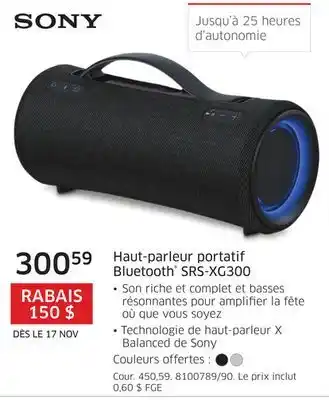 The Source Haut-parleur portatif bluetooth srs-xg300 sony offer