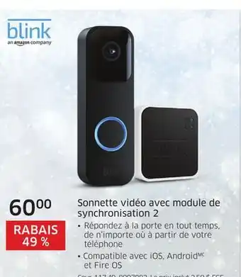 Sonnette vidéo avec module de synchronisation 2 blink