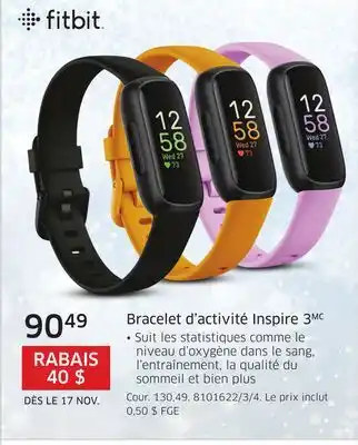 The Source Bracelet d'activité inspire 3 fitbit offer