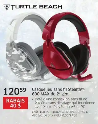 The Source Casque jeu sans fil stealth 600 max de 2e gén turtle beach offer