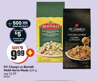 FreshCo P.F. Chang's or Bertolli Multi-Serve Meals 624g offer