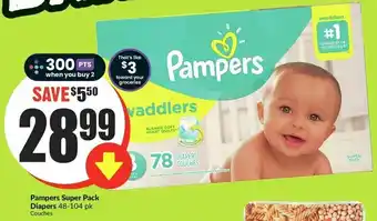 FreshCo Pampers Super Pack Diapers 48-104 pk offer