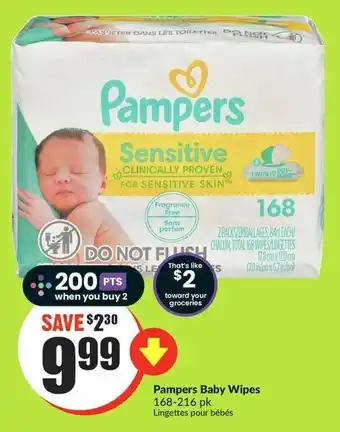 FreshCo Pampers Baby Wipes 168-216 pk offer